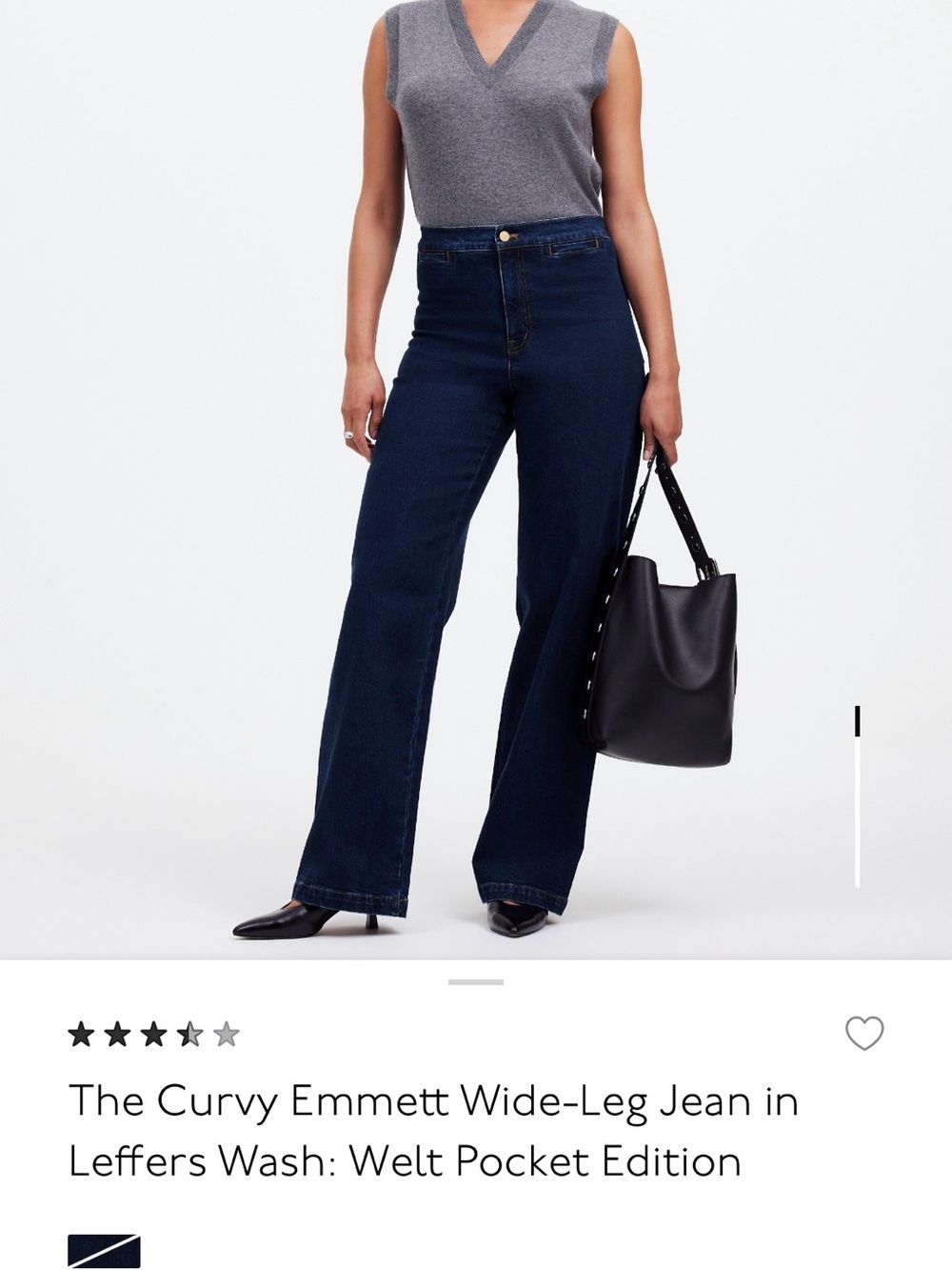 MADEWELL Petite Curvy Emmett Wide-Leg Jeans in leffers wash